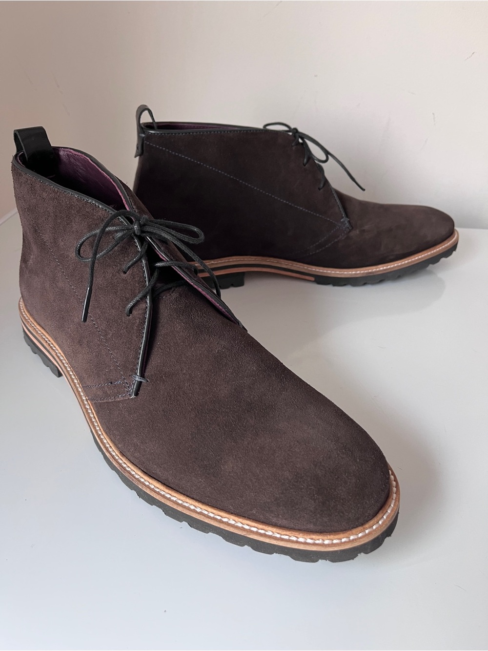 Ted Baker London Brown Suede Chukka Boots Lug Sole NWOT US 10 - Picture 1 of 8
